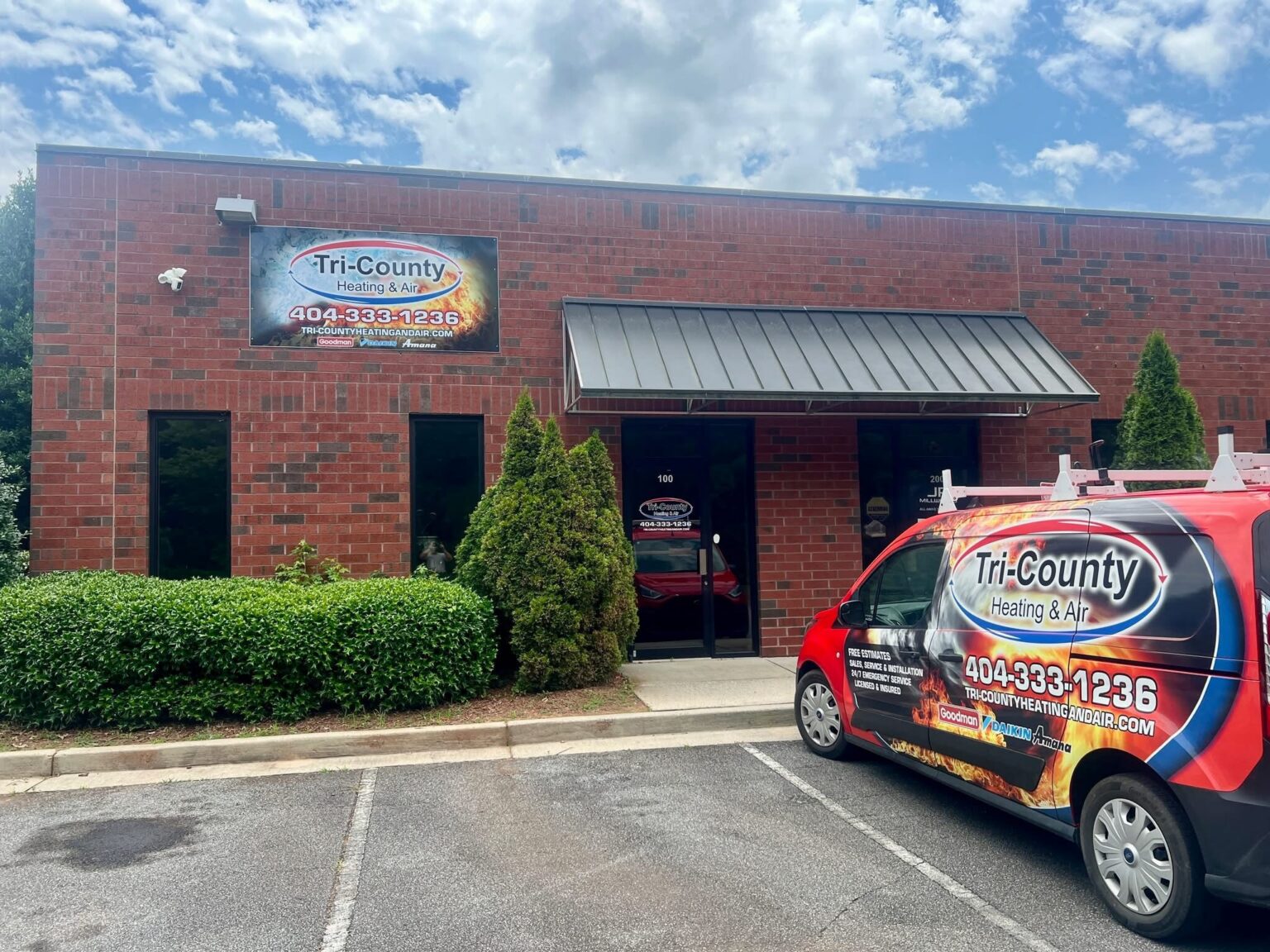 Tri-County Heating & Air office and branded service vehicle